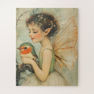 Puzzle Vintage Whimsage Fée de Noël avec Robin