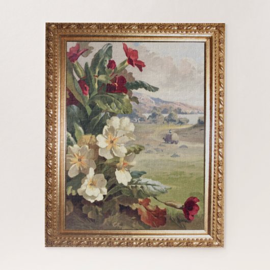 Puzzle Vintage Wild Roses et scène rustique (Vertical)