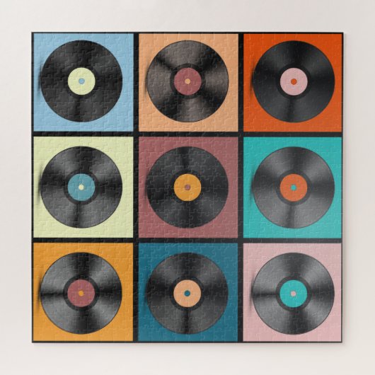 Puzzle Vinyl records : retro LP set. (Horizontal)