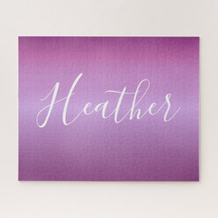 Puzzle Violet pourpre & écriture personnalisée blanc