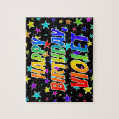 Puzzle "VIOLET" Prénom, Fun "JOYEUX ANNIVERSAIRE" (Vertical)