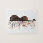 Puzzle Violon avec des fleurs. (Horizontal)
