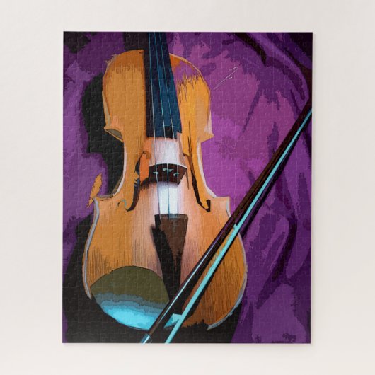 Puzzle Violon élégant sur soie violette, pour les méloman (Vertical)