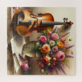 Puzzle Violon, Partition et un Vase de Fleurs (Horizontal)