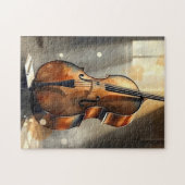 Puzzle violoncelle élégant dans un studio faiblement écla (Horizontal)