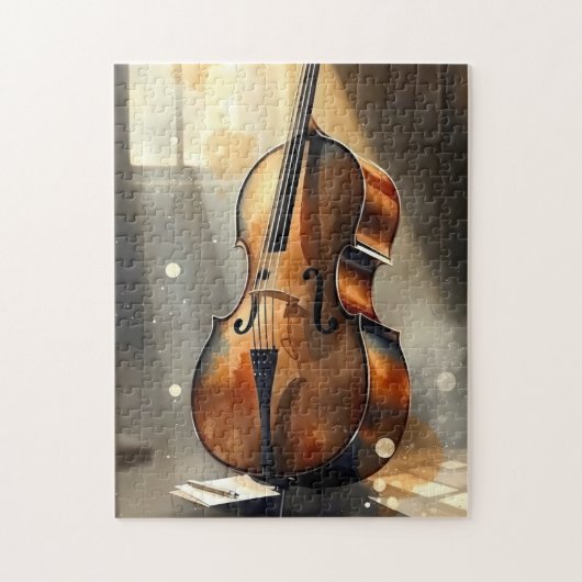 Puzzle violoncelle élégant dans un studio faiblement écla (Vertical)