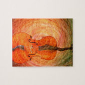 Puzzle Violoncelle surréaliste avec les notes musicales (Horizontal)