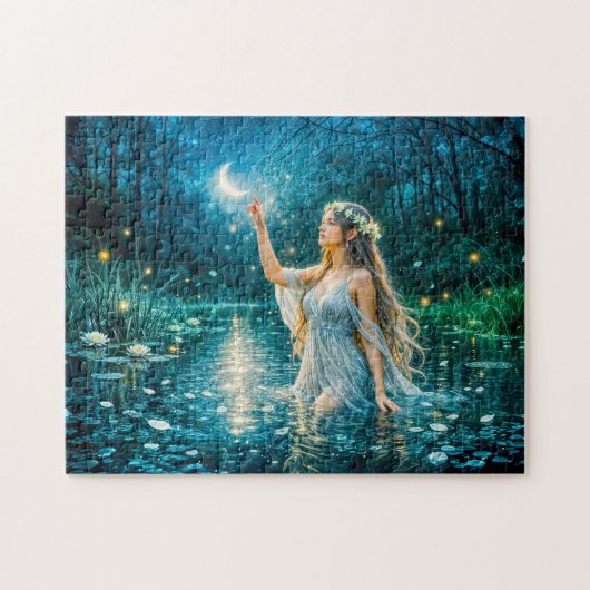 Puzzle Virgo Zodiac with Moonlit Maiden Holding a Glowing (Horizontal)