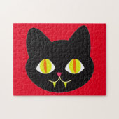 Puzzle Visage de chat effrayant avec grands yeux verts, d (Horizontal)