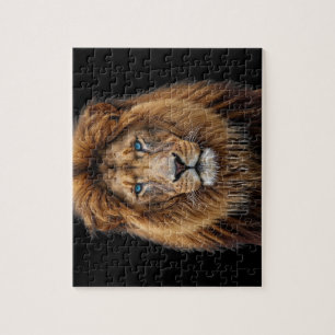 Puzzle Visage de lion majestueux aux yeux bleus Faune A