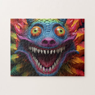 Puzzle Visage de monstre aux couleurs de l'arc-en-ciel