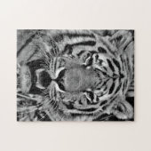 Puzzle Visage noir et blanc de tigre (Horizontal)