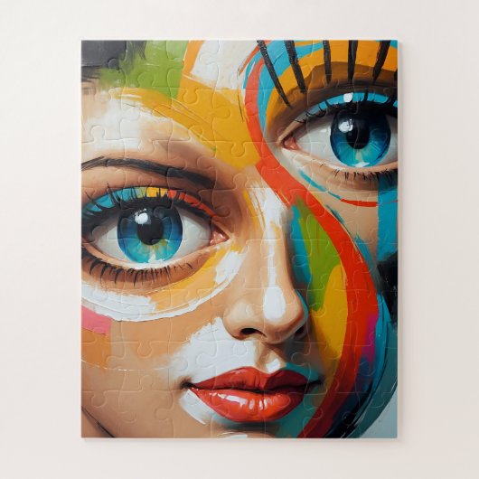 Puzzle Visage peint couleur Abstraite (Vertical)