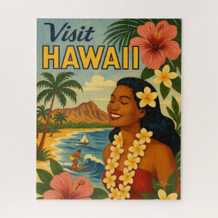 Puzzle Visite Hawaii Tourisme Art Mid Century