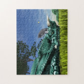 Puzzle Visiteur surprise - Chat mignon sur la tête du dra (Vertical)