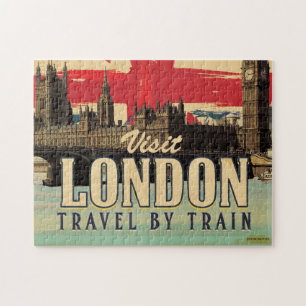 Puzzle Visitez l'affiche vintage de Londres