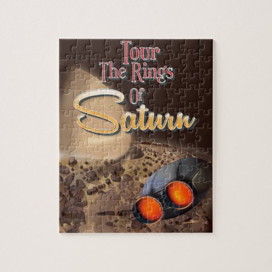Puzzle Visitez les anneaux de l'affiche Saturn Travel. (Vertical)