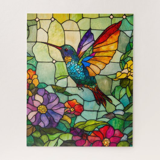 Puzzle Vitrail de style Tiffany représentant un colibri (Vertical)