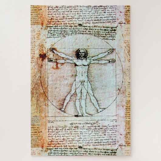 Puzzle VITRUVIAN MAN Leonardo Da Vinci Antique Parchemin  (Vertical)