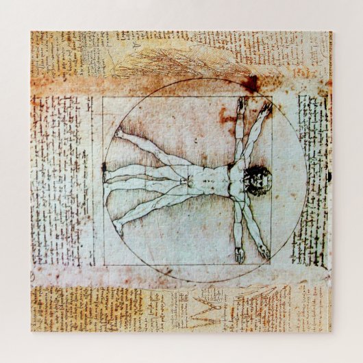 Puzzle VITRUVIAN MAN Leonardo Da Vinci Antique Parchemin (Horizontal)