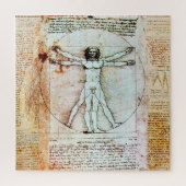 Puzzle VITRUVIAN MAN Leonardo Da Vinci Antique Parchemin (Vertical)