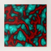 Puzzle Vivid Turquoise et Coral Rouge Art Abstrait (Horizontal)