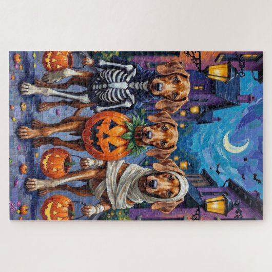 Puzzle Vizsla Chiens Trick ou Traiter en costume d'Hallow (Horizontal)