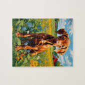 Puzzle Vizsla Chiot dans le champ de la gamme Fleur sauva (Horizontal)