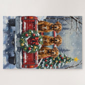 Puzzle Vizsla Christmas Red Truck Holiday (Horizontal)