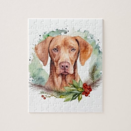 Puzzle Vizsla Christmas Wreath Festive Pup (Vertical)