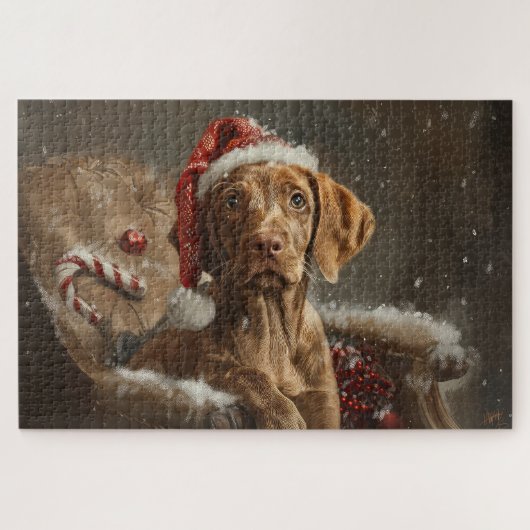 Puzzle Vizsla de Noël Fête (Horizontal)