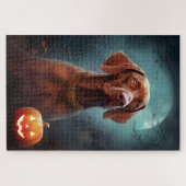 Puzzle Vizsla d'Halloween avec la peur Citrouille (Horizontal)