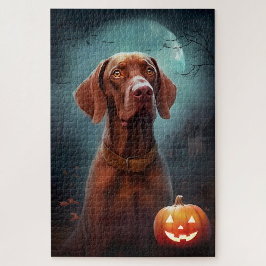 Puzzle Vizsla d'Halloween avec la peur Citrouille (Vertical)
