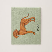 Puzzle Vizsla Hongrois Chien Pointer Mignon Avec Nom Vert (Vertical)