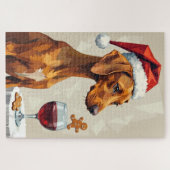 Puzzle Vizsla Modern Christmas Treat Pointer Hat (Horizontal)