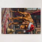 Puzzle Vizsla Pointer Stance Christmas Bell Hat (Horizontal)