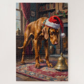 Puzzle Vizsla Pointer Stance Christmas Bell Hat (Vertical)