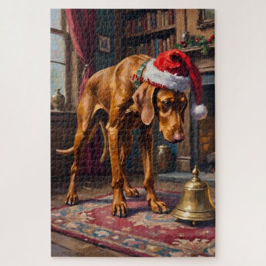 Puzzle Vizsla Pointer Stance Christmas Bell Hat (Vertical)