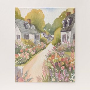 Puzzle Voie des fleurs sauvages Aquarelle de ville côti