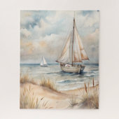 Puzzle Voile côtière aquarelle paisible (Vertical)