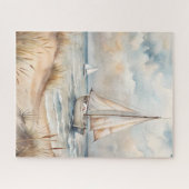 Puzzle Voile côtière aquarelle paisible (Horizontal)