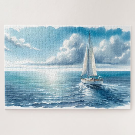 Puzzle Voilier Solitaire à l'Horizon Bleu (Horizontal)