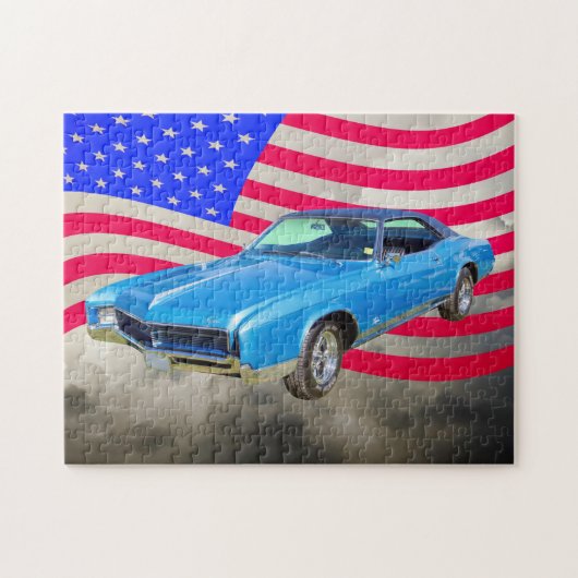 Puzzle Voiture 1967 de muscle de Buick Riviera et drapeau (Horizontal)