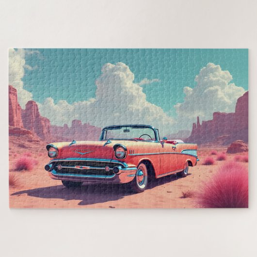 Puzzle Voiture Classique Dans Le Désert (Horizontal)