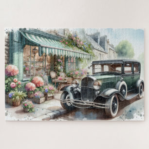 Puzzle Voiture Vintage et charmante boutique de fleurs à
