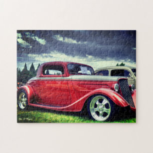 Puzzle Voiture vintage Hotrod Burgundy Classic Roadster
