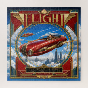 Puzzle Voiture volante rouge Art Nouveau