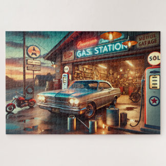 Puzzle Voitures Classiques de la Station-Service Vintage