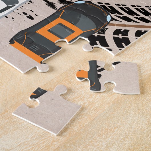 Puzzle Voitures de course avec des marques de pneus (Côté)