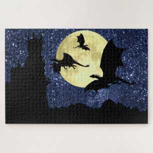Puzzle Vol de dragon, château de la falaise de minuit, pl